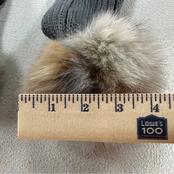 Jocelyn Charcoal Scarf with Faux Fur Pom Poms - Picture 10 of 10